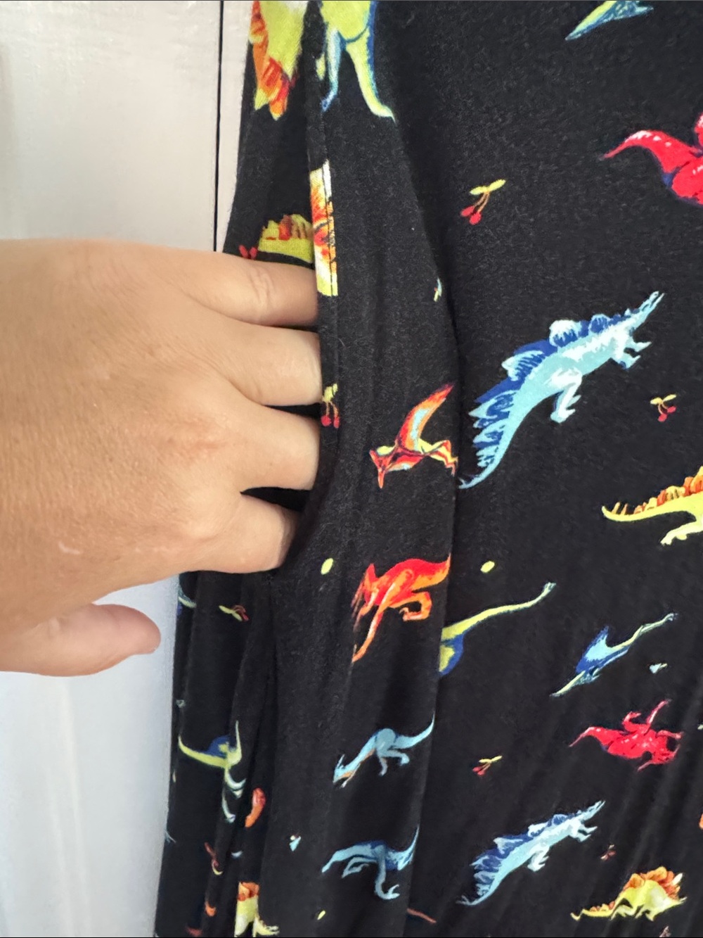 Modcloth Black A-Line Skirt with Colorful Dinosaur Print with Pockets! - Picture 2 of 4